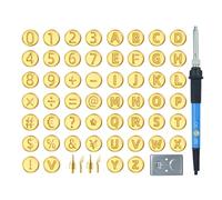 Acunny Kit de combustion du bois avec tampons à lettres, outil de combustion du bois avec lettres - Kit de sculpture sur bois alphabet 56 pièces, kit de gravure, outil de tampon à chaud ergonomique