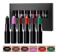 Acunny Kit de rouge à lèvres pour Halloween, noir foncé, avec couvercle à