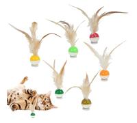 Acunny Lot de 6 balles élastiques pour chat avec plumes, jouet interactif en forme de fruits, activité amusante pour chatons, y compris jouer, reboard, chasse et lancer