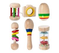 Acunny Lot de 6 jouets colorés pour lapins en bois - Pour lapin - Dents broyées - Pour hamster