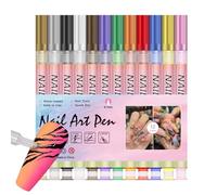 Acunny Marqueurs de vernis à ongles, stylos à ongles, 12 couleurs, marqueurs à vernis à ongles, outils de dessin graffiti à points, séchage rapide, conseils fins pour l'utilisation et le salon