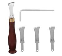 Acunny Outil de pliage des bords en cuir - Outil de gaufrage des bords en acier inoxydable avec poignée en bois - Pince à gaufrer pour cuir avec poignée en bois - Pour couper, portefeuille, sacs