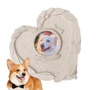 Acunny Pierre Tombale pour Chien,Pierre de Jardin en Hommage - Marqueur de Cimetière en Cœur avec Cadre Photo et Décoration Funéraire Commémorative