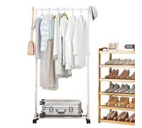 Acunny Porte-manteau à roulettes avec 4 roulettes, polyvalent, pour chaussures, chapeaux, intérieur et extérieur, chambre à coucher, buanderie, appartement et balcon