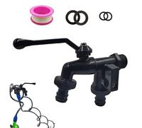 Acunny Robinet de jardin à double sortie - Robinet d'eau extérieur en laiton noir résistant à la rouille avec double sortie et montage mural