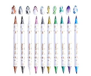 Acunny Stylos de peinture d'ongle, manucure d'ongle - 10x doubles pointes d'ongles Pensées de manucure - Maison et salon Utilisez l'album Highlighter Fingernails Beauty Maker pour