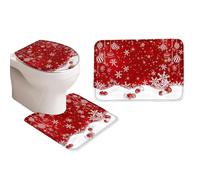 Acunny Tapis De Salle De Bains De Noël | Housse de Couvercle de Toilettes Décorative pour Salle de Bain de Noël - Accessoires Décoratifs d'hiver Cartoon pour la Famille et Les Amis