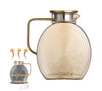 Acunny Théière en Verre, Pichet à Boisson en Verre 2.5L, Récipient d'Eau avec Couvercle en Acier Inoxydable pour Réfrigérateur, Café, Jus, Lait, Boissons Froides, en Maison, Cuisine, Bureau,