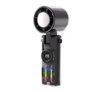 Acunny Ventilateur manuel portable rechargeable USB avec lumières colorées, équipement compact avec cordon pour travail, voyage, activités de plein air