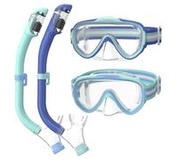 ACURE Lunettes de natation pour garçons et filles de 3 à 14 ans, masque de plongée anti-buée avec masque de nez et sangle en tissu, masque de plongée pour enfants dans la piscine pour jeunes (bleu et