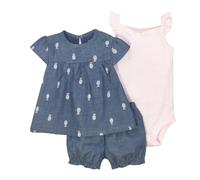 Acuryx Baby Mädchen Sommer Kleidung Babykleidung Set Kurze Ärmel Baumwolle Top+ Strampler + Baby Shorts Mädchen Outfit Set 9-12 Monate