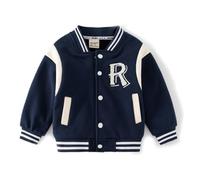 Acuryx Veste de Baseball Enfants Garçon Fille Universitaire Legere Blouson Varsity Style Flocked Letter R Patch Manteau 4-5 Ans