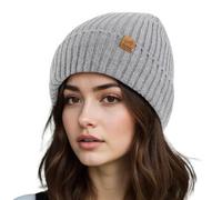 ACUSHLA Bonnet béanie imperméable et coupe-vent, Bonnet d'hiver chaud unisexe en tricot, Bonnet extensible en laine douce avec bord élastique et doublure épaisse et chaude, Cadeau pour amis, hommes et