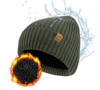 ACUSHLA Bonnet d'hiver imperméable et coupe-vent - Bonnet en tricot doublé de polaire épaisse pour homme et femme - Bonnet de montre chaud pour temps froid, vert, taille unique