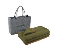 ACUSHLA Couverture en Laine mérinos 160 x 200 cm Douillette en 80% Laine de Mouton mérinos - Grande Moelleuse Parfaite comme Couverture de canapé, Vert armée