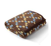 ACUSHLA Couverture en laine mérinos, douce, chaude, lavable, pour lit, canapé, voiture, pique-nique, voyages, pour toutes les saisons, (160 x 200 cm, à carreaux marron)