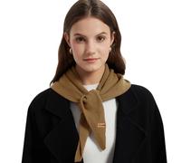 ACUSHLA Écharpe triangulaire 100% laine mérinos pour femme tricotée tendance, léger, doux et chaud, Camel 04, 110cmX38cm