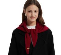 ACUSHLA Écharpe triangulaire 100 % laine mérinos pour femme tricotée tendance, léger, doux et chaud, Rouge 205, 120cmX40cm