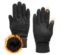 ACUSHLA Gants en laine mérinos pour hommes et femmes - Gants chauds et lourds pour écran tactile - Doublés en polaire - Gants chauds pour temps froid en hiver - Gants tricotés thermiques doux, Noir ,
