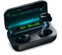 Acuvar Écouteurs entièrement sans fil Bluetooth 5.0 rechargeables IPX7 étanches avec microphone, étui de lecture de plus de 100 heures, basses stéréo surround puissantes et suppression du bruit