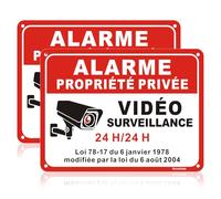 Acuxiaza 2 Pièces Panneau Alarme Vidéo Surveillance, 20x15 cm, Aluminium