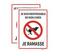 Acuxiaza 2 Pièces Panneau Crotte De Chien, 15x20cm Panneau Déjection Canine | Aluminium Réfléchissant Panneau de Toilette, Panneaux D'Avertissement, JE SUIS RESPONSABLE DE MON CHIEN, JE RAMASSE
