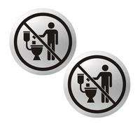 Acuxiaza 2 Pièces Panneau Ne Rien Jeter Dans Les WC, Diamètre Ø 100 mm, Aluminium Brossé Panneau D'Avertissement Toilettes, Panneaux Adhésif Ne Pas Jeter, Résistant aux UV, Imperméable