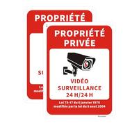 Acuxiaza 2 Pièces Panneau Propriété Privée sous Vidéo Surveillance 15x20 cm Plaque Video Surveillance Aluminium Réfléchissant Panneau Camera Surveillance Imperméable à l'eau Protection UV