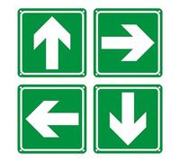 Acuxiaza 4 Pièces Panneau De Flèche En Aluminium, 15x15 cm, Adhésif, Vert Panneaux Sens Obligatoire, Panneau Flèche De Direction pour Intérieur en Extérieur, Avec Trous Percés