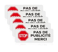 Acuxiaza 5 Pièces Pas de Publicité Merci 85x30 mm Panneau Aluminium Brossé Plaque Boite aux Lettre, Adhésif, Stop Pas de Publicité
