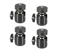 Acuxiaza Lot de 4 mini têtes sphériques pivotantes de 6,35 mm pour trépied pivotant à 360 degrés pour appareil photo de chasse, appareil photo reflex numérique, support d'éclairage