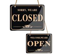 Acuxiaza Panneau ouvert fermé pour entreprise 15 x 20 cm en acrylique double face avec corde pour magasin, bureau, restaurants, bars, hôtels
