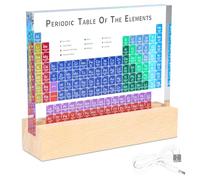 Acuxiaza Tableau périodique des éléments acrylique Affichage LED coloré Outil d'enseignement Décoration Cadeau pour les enfants
