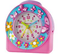 Acw 69 Réveil Pour Enfants Et Petites Filles, Papillons Et Fleurs En 3D, Rose/Turquoise, Pas De Tic-Tac, Fonction Répétition De La Sonnerie, Analogique, À Quartz