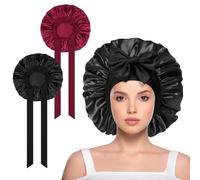 ACWOO Bonnet de Nuit en Satin Ajustable, 2Pcs Bonnet en Soie pour Cheveux, pour Femmes, Couchage et Maquillage