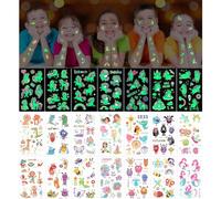 ACWOO Enfants tatouages temporaires, 30 lumineux tatouages de style mixte de thème Animal Dinosaure Licorne Sirène, Fournitures de Fête d'Anniversaire d'Autocollants de Tatouage pour Enfants
