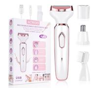 ACWOO Épilateur Électrique Femme, 4-en-1 Sans Fil Avec Technologie Wet & Dry, Bikini Styler, Accessoire Massage, Tête de Rasoir, Tondeuse à Cheveux Rechargeable