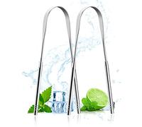 ACWOO Gratte-langue, 2PCS Forme de U Grattoir de Langue en Acier Inoxydable, Nettoyeur De Langue, Brosses à langue de Soins Bucco-Dentaires, Enlève la Mauvaise Haleine Haleine Fraîche (Argent)