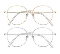 ACWOO Lunettes Anti-Lumière Bleue, 2Pcs Blocage De La Lumière Bleue avec Ronde Monture Métal, Blocage De La Lumière Bleue Lunettes pour Hommes Femmes, Lunettes de Jeu D'ordinateur