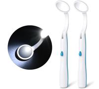 ACWOO Miroir d'Inspection Dentaire avec LED Lumière, 2 Pièces Miroir Dentaire avec La Lumière, Miroir Anti Brouillard Courbe Angle, Miroir Buccal pour Soins Dentaires, Bleu