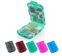 ACWOO Pilulier Portable, Semainier Medicament, Pilulier Avec 10 Compartiments, Plastique Boîtes à Pilules, Distributeur De Pilules Médicaments pour Médicaments, Suppléments et Vitamines (Vert)
