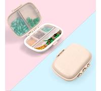 ACWOO Pilulier Portable, Semainier Medicament, Pilulier Avec 8 Compartiments, Plastique Boîtes à Pilules, Distributeur De Pilules Médicaments pour Médicaments, Suppléments et Vitamines (Beige)