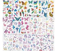 ACWOO Tatouage Temporaire Enfant, 20 Feuilles Briller Licorne et Papillon Etanche Tatouage Ephémère, Papillon Tatouage Enfant, Cadea Décoration Fête Fournitures de Fête d'Anniversaire Garçon Fille