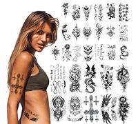 ACWOO Tatouages Temporaires Imperméables Minuscules, 40 feuilles Autocollants 3D réalistes de tatouage papillon Rose d'animal de lion loup, faux tatouages pour enfants faux tatouage hommes femmes