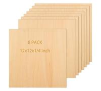 ACXFOND Lot de 8 feuilles de contreplaqué de 6 mm pour découpe au laser, tilleul pour loisirs créatifs, peinture, gravure sur bois, laser, modèles architecturaux, 30,5 x 30,5 cm