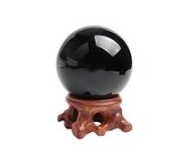 Acxico 1 boule de cristal d'obsidienne noire naturelle de 60 mm + support gratuit