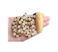 Acxico 1 collier de perles avec pendentif en jade jaune naturel sculpté en forme de cigale