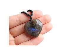 Acxico 1 pcs Naturel Coeur Pendentif Labradorite Collier Gemme Pierre de Lune Pierre Cristal Quartz US