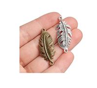 Acxico 20pcs Antique Argent Plaqué Alliage Pendentif Filigrane Feuille Charm Connecteur Accessoires 33x14mm