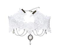 Acxico Acxico Collier avec pendentif en dentelle et perles pour mariage Motif princesse Blanc